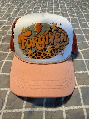 Forgiven Graphic Trucker Hat - Pink/Peach